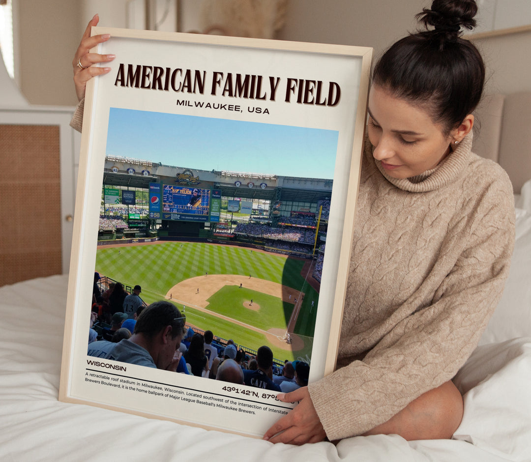 American Family Field Stadium Baseball Retro Wall Art