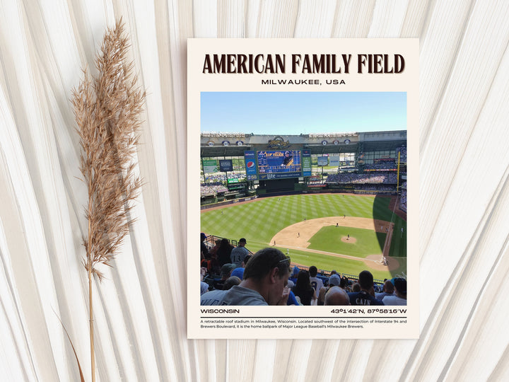 American Family Field Stadium Baseball Retro Wall Art