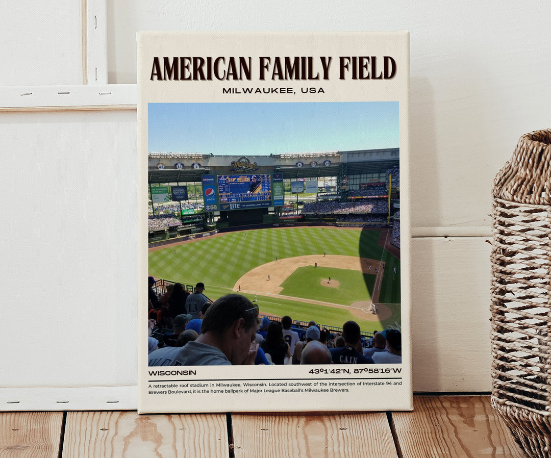 American Family Field Stadium Baseball Retro Wall Art