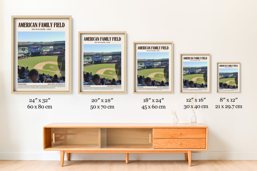 American Family Field Stadium Baseball Retro Wall Art