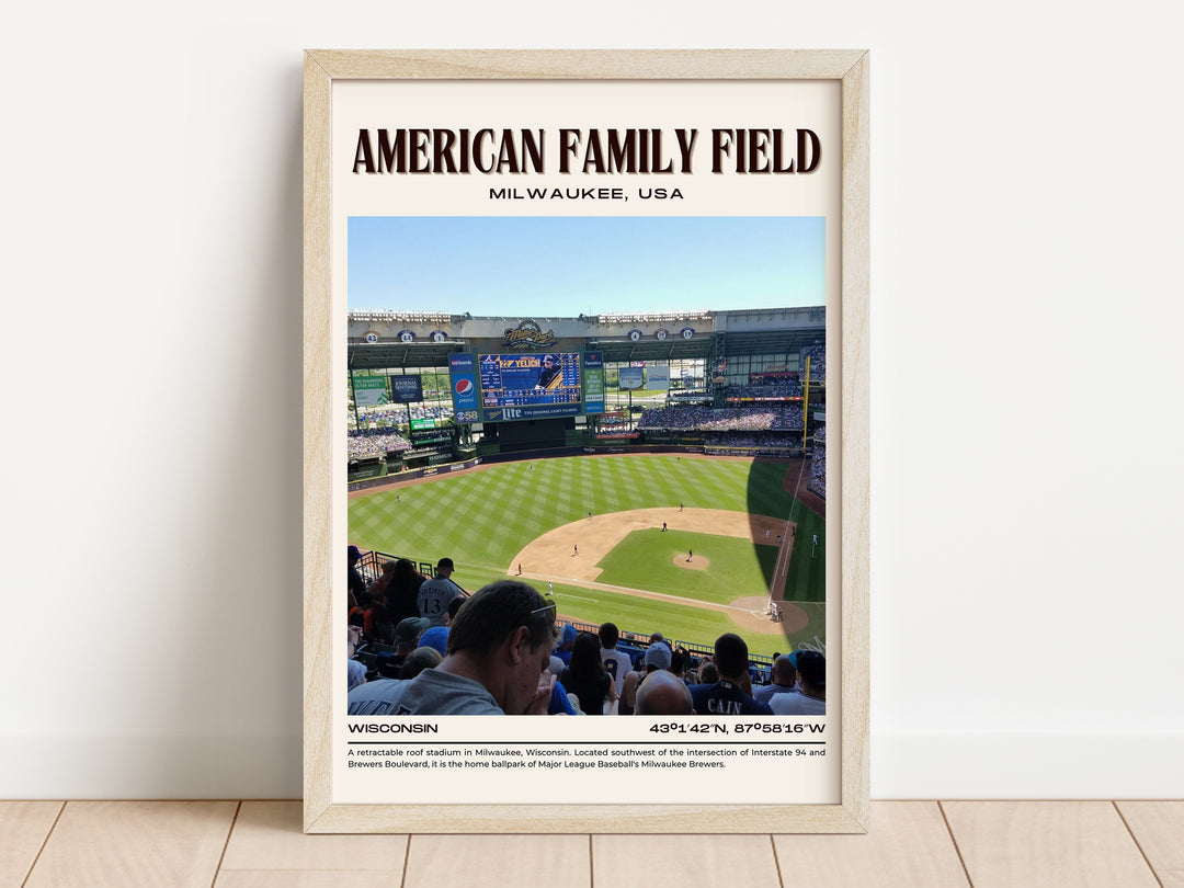 American Family Field Stadium Baseball Retro Wall Art