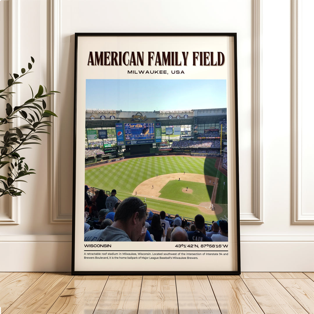 American Family Field Stadium Baseball Retro Wall Art