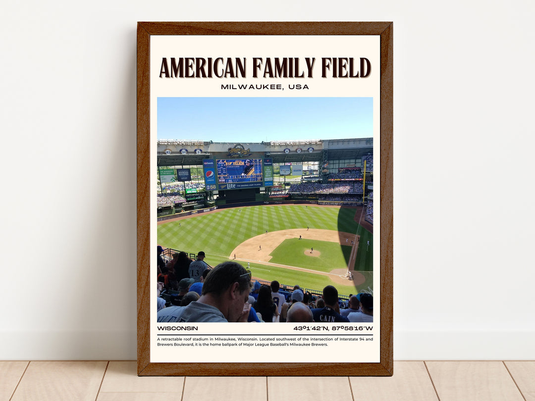 American Family Field Stadium Baseball Retro Wall Art