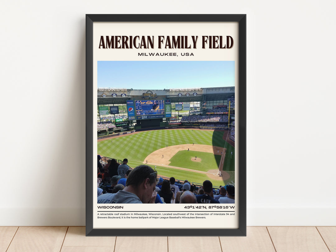 American Family Field Stadium Baseball Retro Wall Art