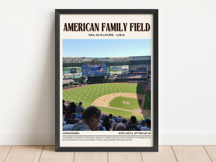 American Family Field Stadium Baseball Retro Wall Art