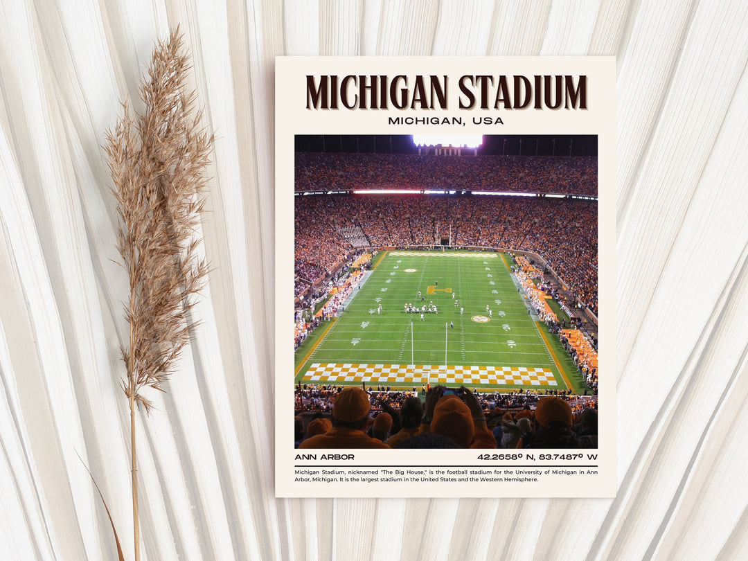 Michigan Stadium Football Retro Wall Art