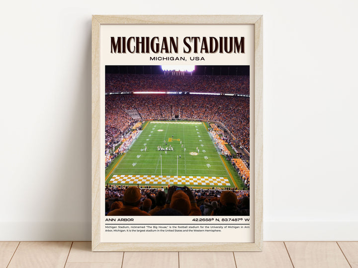 Michigan Stadium Football Retro Wall Art