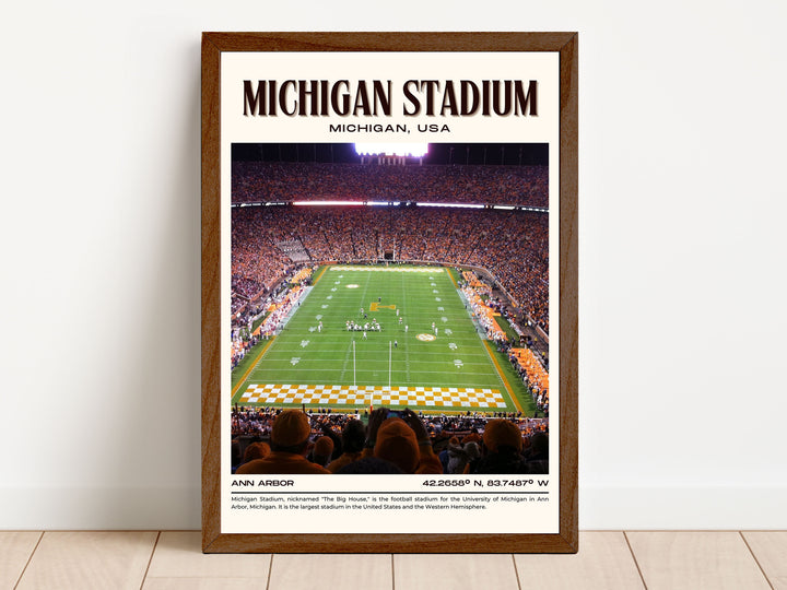 Michigan Stadium Football Retro Wall Art