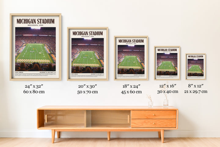 Michigan Stadium Football Retro Wall Art