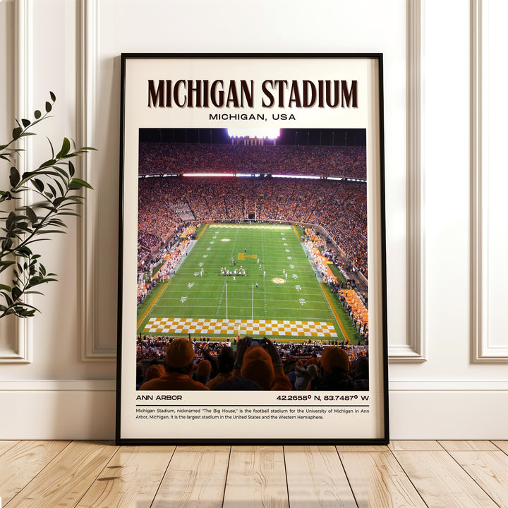 Michigan Stadium Football Retro Wall Art