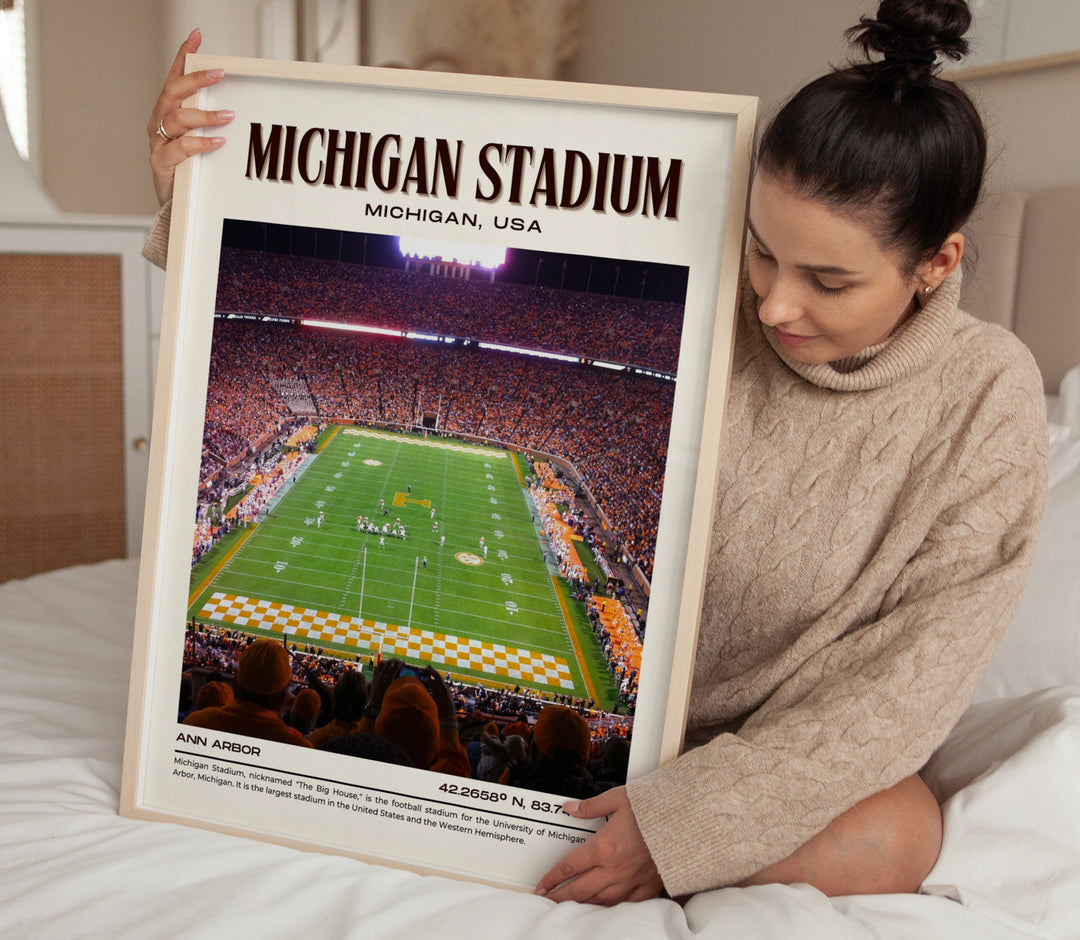 Michigan Stadium Football Retro Wall Art