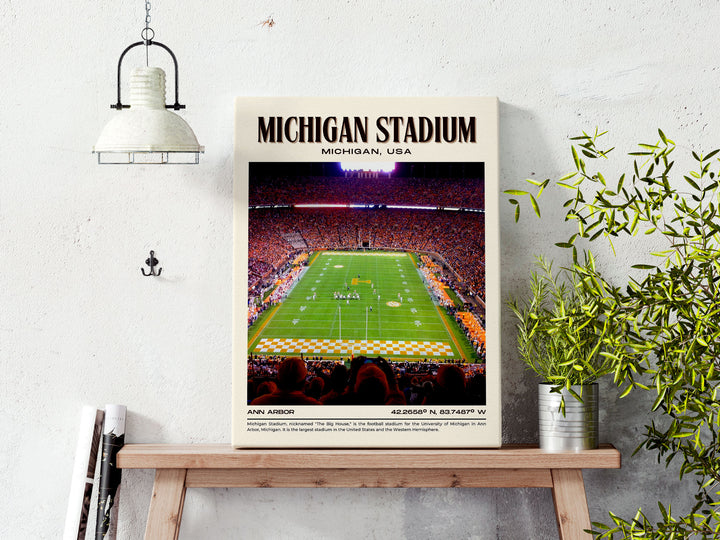 Michigan Stadium Football Retro Wall Art