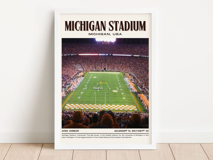 Michigan Stadium Football Retro Wall Art