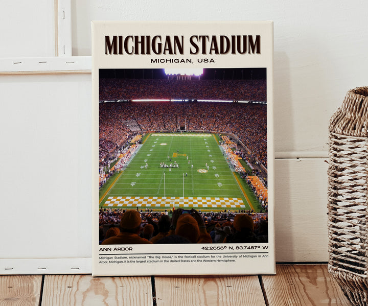 Michigan Stadium Football Retro Wall Art