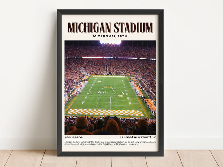 Michigan Stadium Football Retro Wall Art