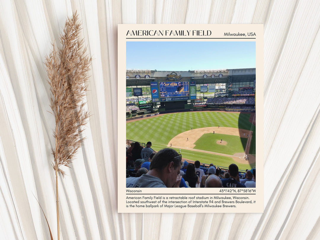 American Family Field Stadium Baseball Minimal Wall Art