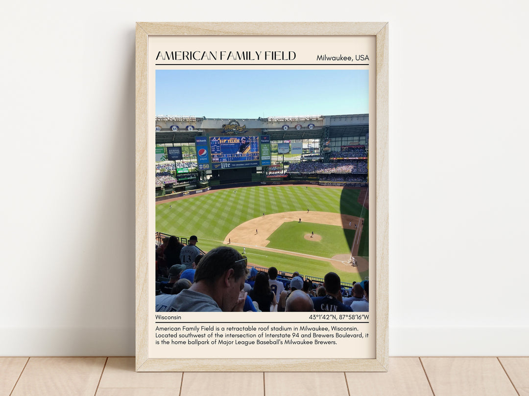 American Family Field Stadium Baseball Minimal Wall Art