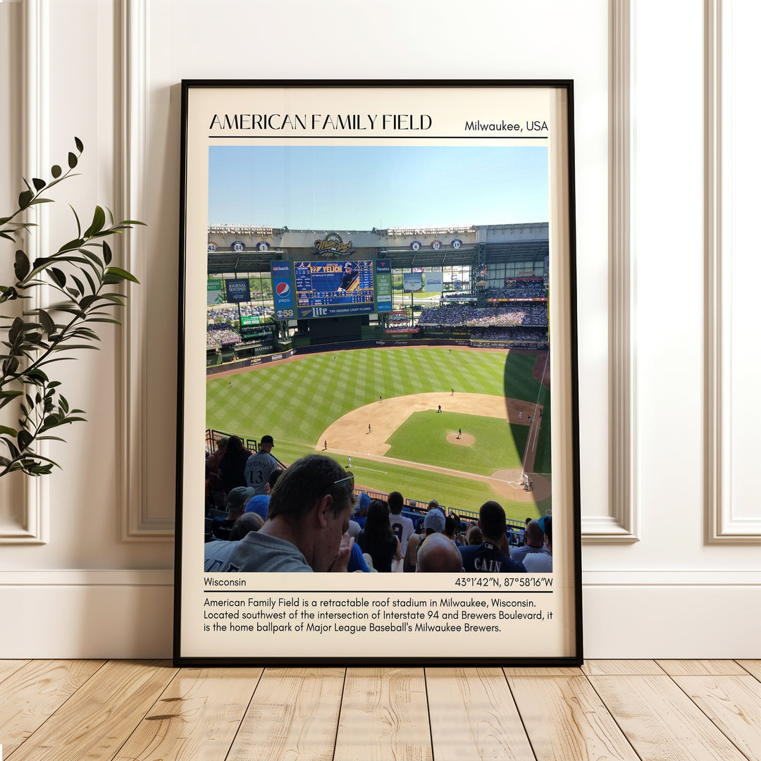 American Family Field Stadium Baseball Minimal Wall Art