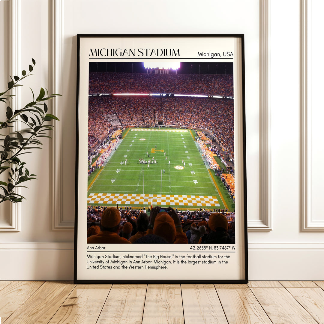 Michigan Stadium Football Minimal Wall Art