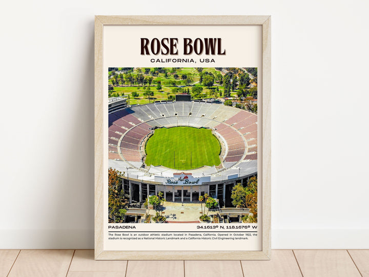 Rose Bowl Stadium Football Retro Wall Art