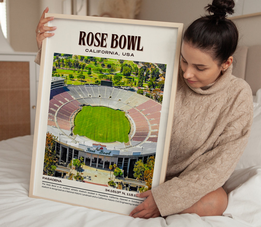 Rose Bowl Stadium Football Retro Wall Art