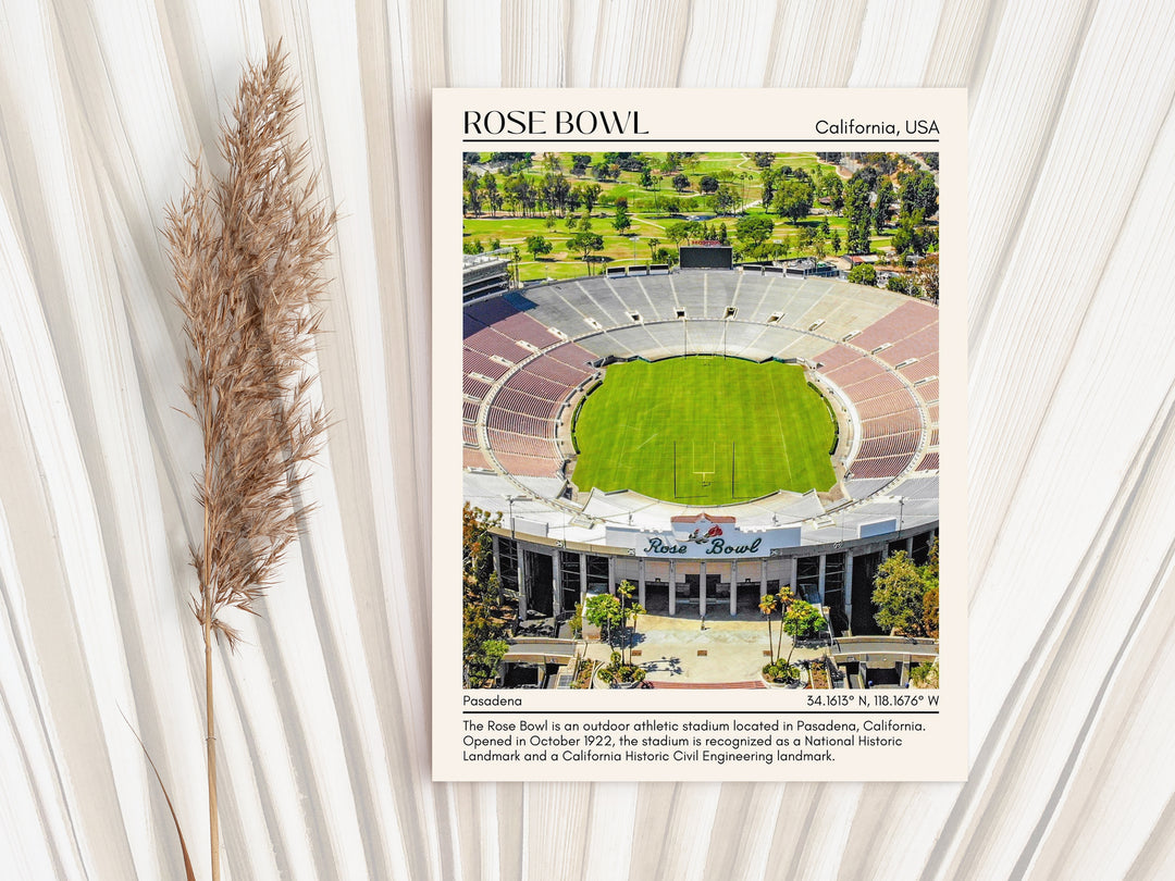 Rose Bowl Stadium Football Minimal Wall Art