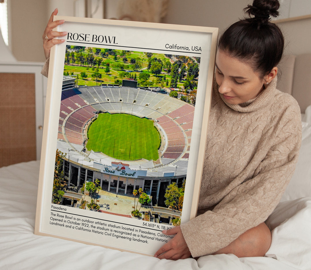 Rose Bowl Stadium Football Minimal Wall Art