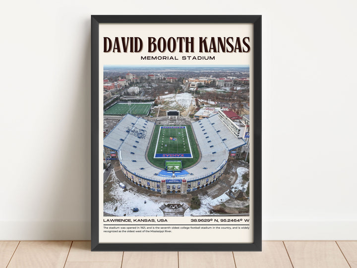 David Booth Kansas Memorial Stadium Football Retro Wall Art