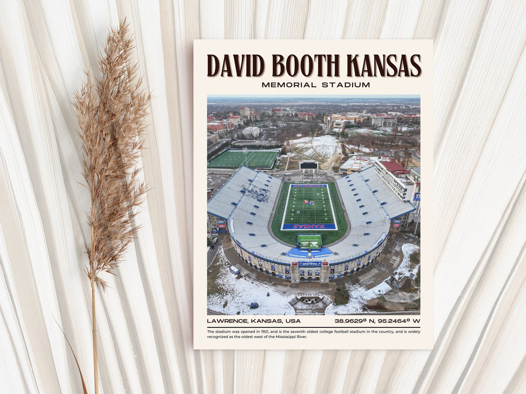 David Booth Kansas Memorial Stadium Football Retro Wall Art