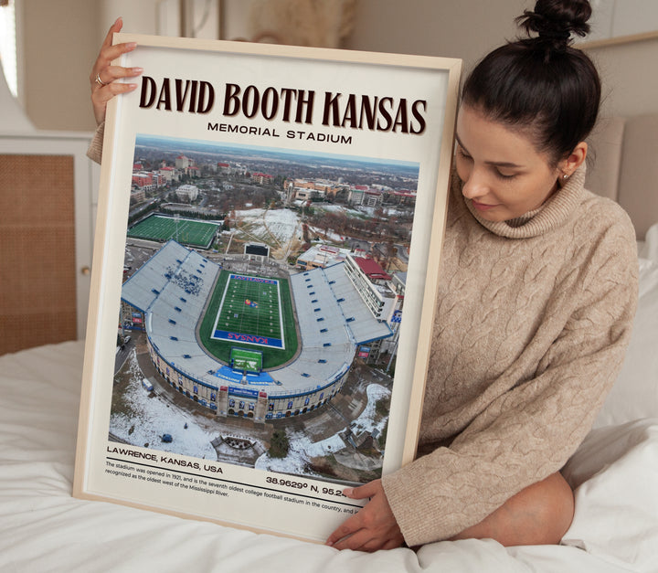 David Booth Kansas Memorial Stadium Football Retro Wall Art