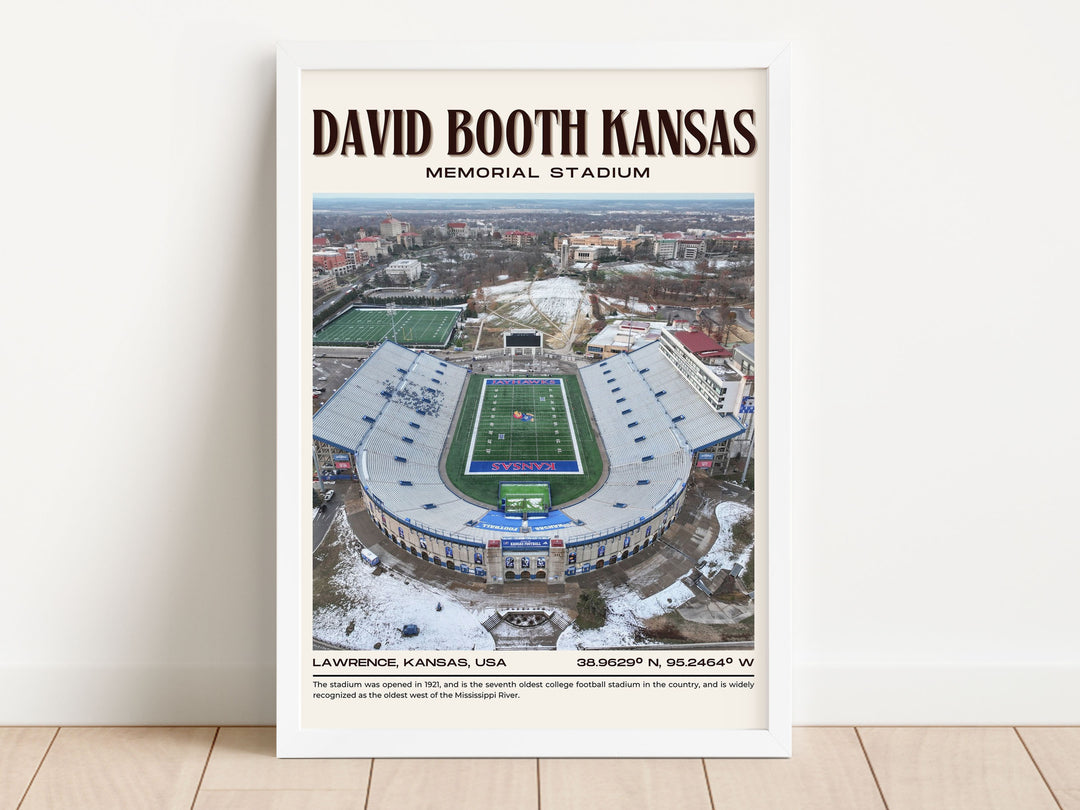 David Booth Kansas Memorial Stadium Football Retro Wall Art