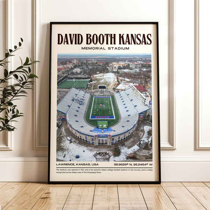 David Booth Kansas Memorial Stadium Football Retro Wall Art