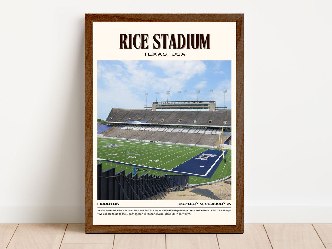 Rice Stadium Football Retro Wall Art