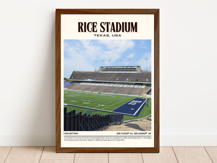 Rice Stadium Football Retro Wall Art