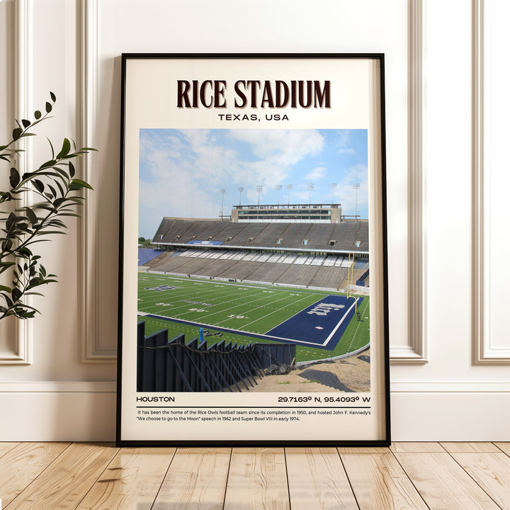 Rice Stadium Football Retro Wall Art