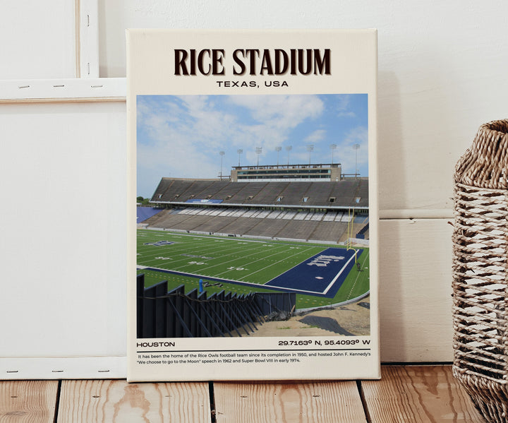 Rice Stadium Football Retro Wall Art