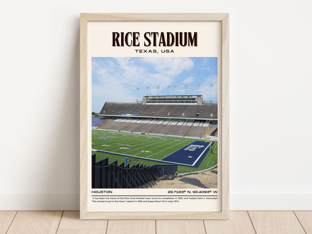 Rice Stadium Football Retro Wall Art