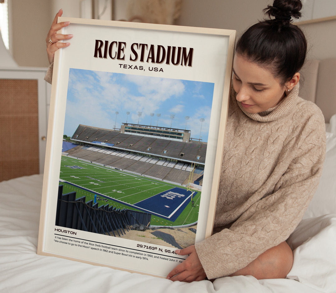 Rice Stadium Football Retro Wall Art