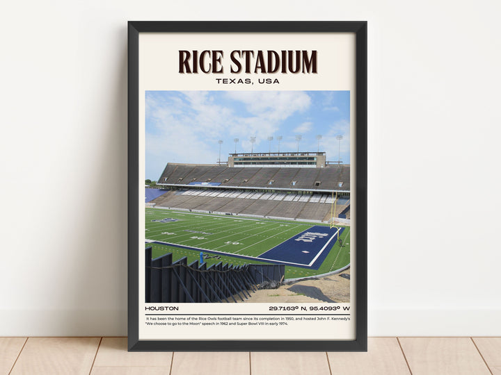 Rice Stadium Football Retro Wall Art