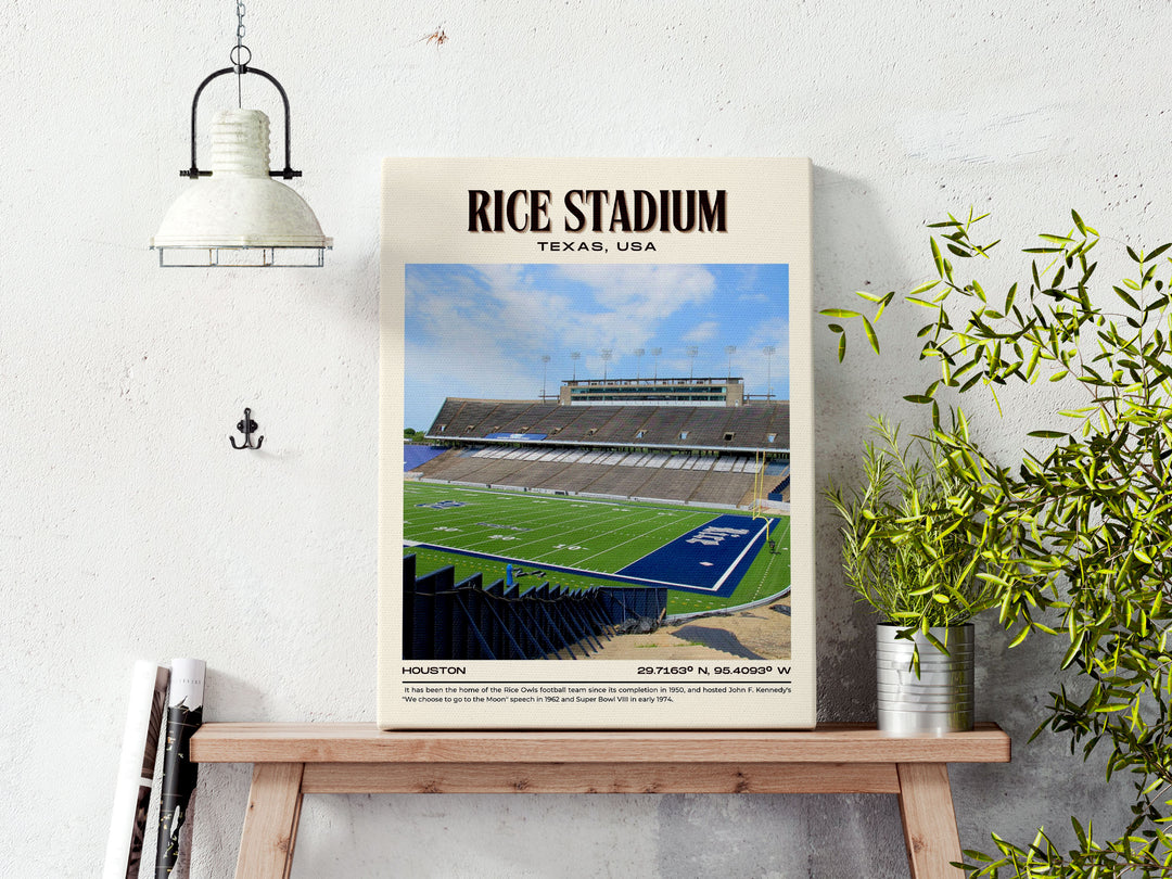 Rice Stadium Football Retro Wall Art