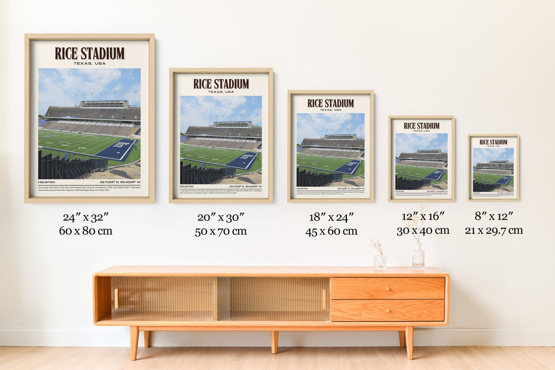 Rice Stadium Football Retro Wall Art