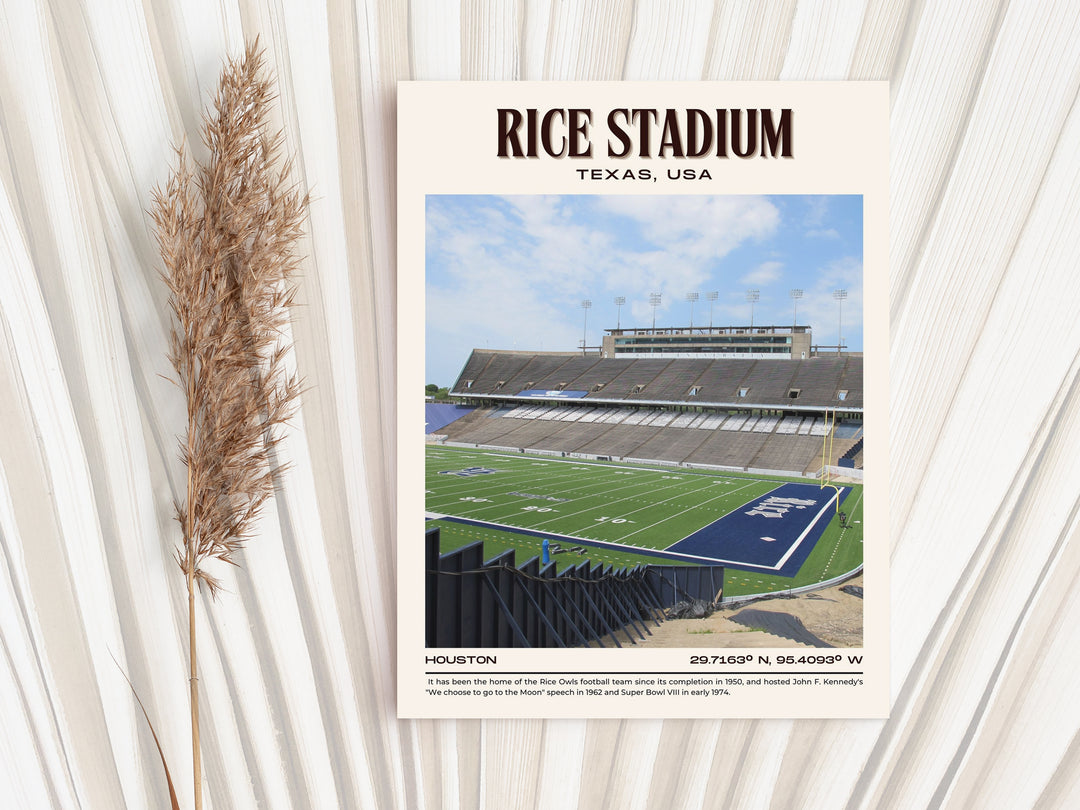 Rice Stadium Football Retro Wall Art