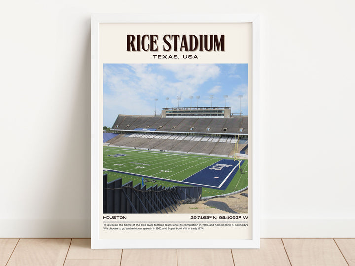 Rice Stadium Football Retro Wall Art