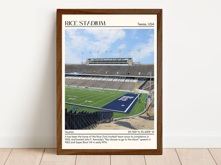 Rice Stadium Football Minimal Wall Art