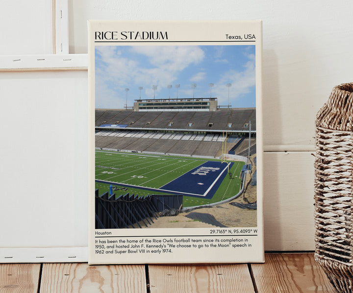 Rice Stadium Football Minimal Wall Art