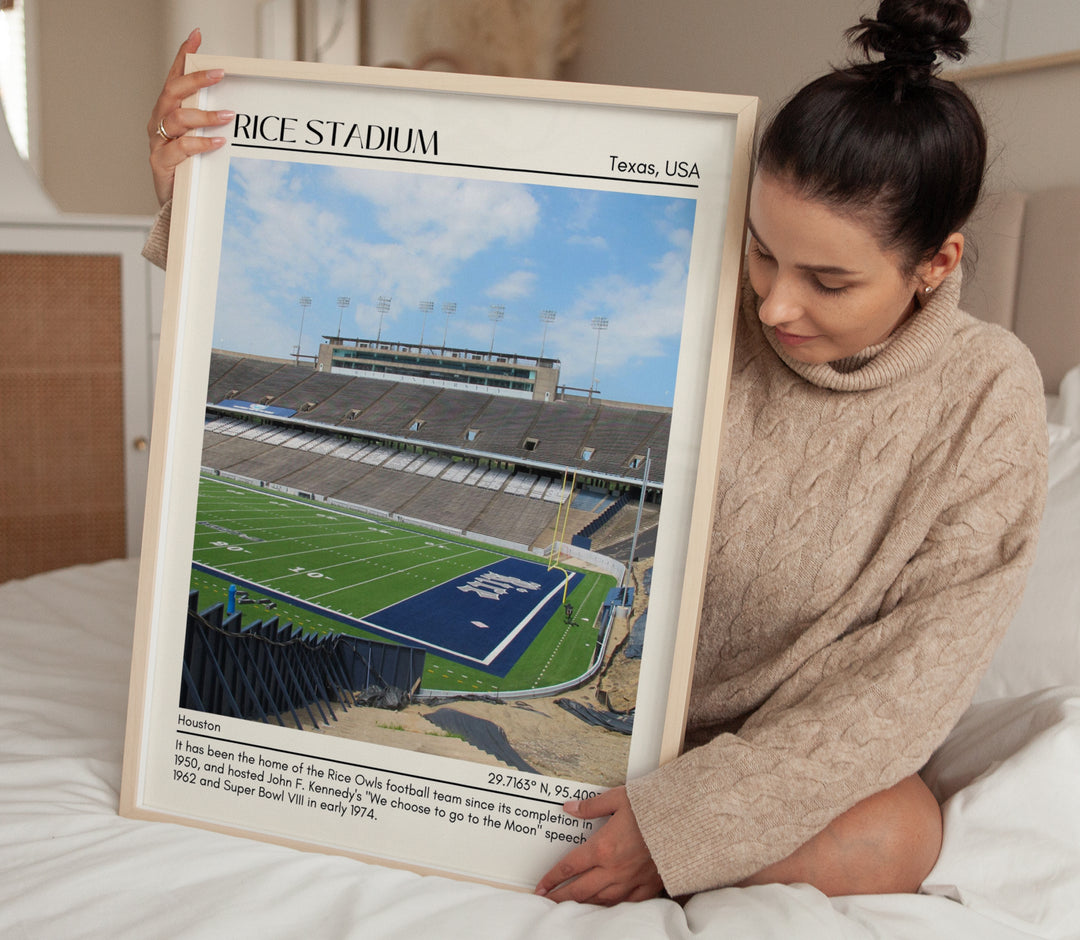 Rice Stadium Football Minimal Wall Art