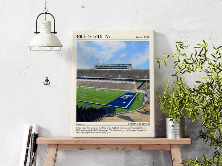 Rice Stadium Football Minimal Wall Art