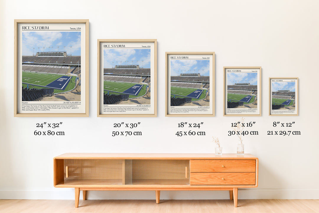 Rice Stadium Football Minimal Wall Art