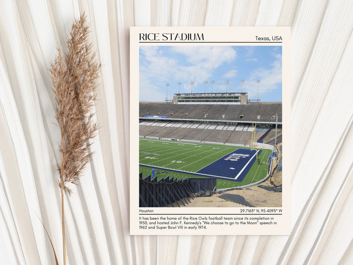 Rice Stadium Football Minimal Wall Art