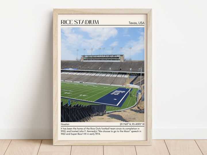 Rice Stadium Football Minimal Wall Art